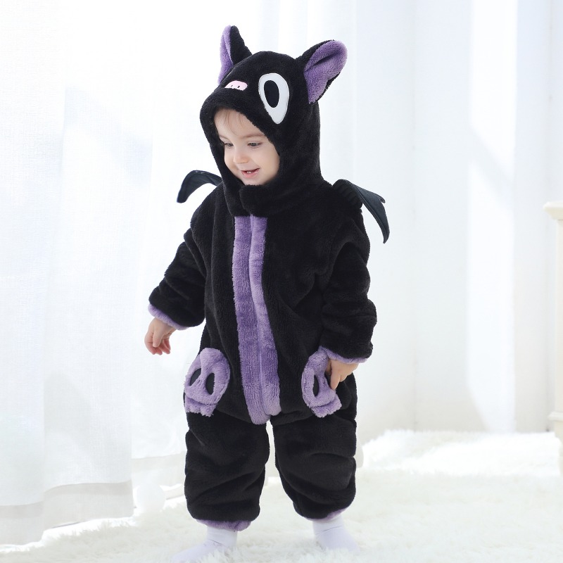Cotton Baby Onesies Zipper - Neugeborenen Baby Schwarzer Lila Katzen-Strampler mit