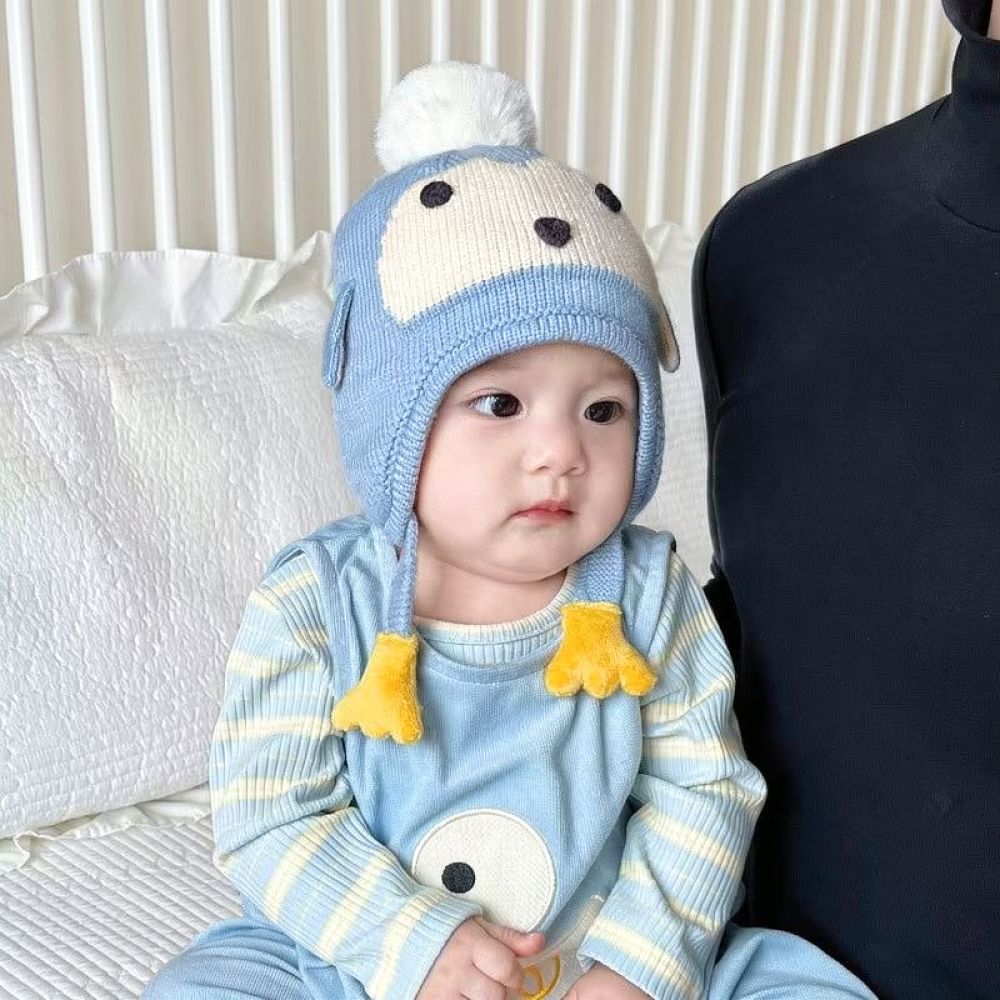 Infant Beanie Hat With Ears - Entzückende Baby-Strickmütze mit Ohrenklappen, warme Wintermütze