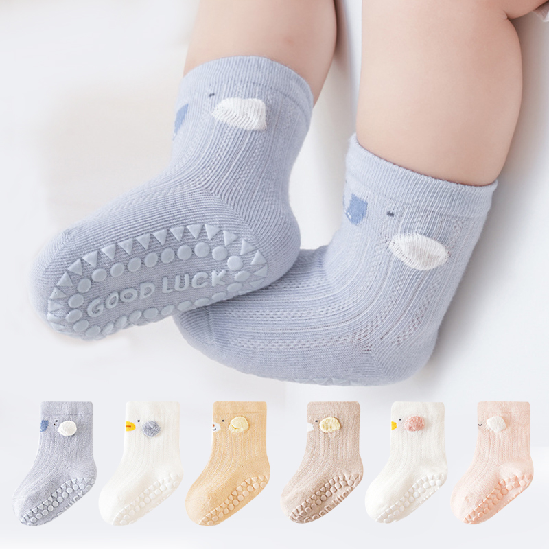 Unisex Baby Socks Non Slip - 3 Paar Cartoon-Baby-Bodensocken aus dünner, weicher