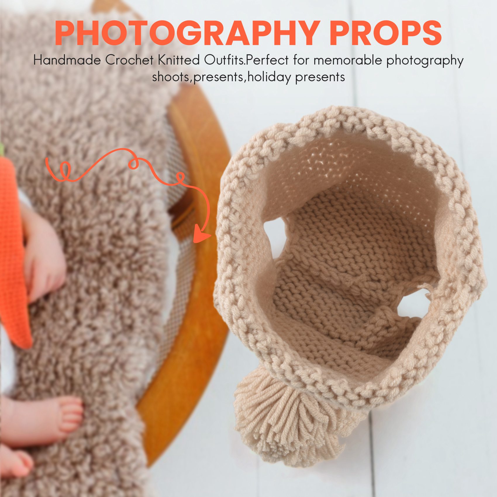 Infant Photography Props Outfit - ABJA-Fotografie-Requisiten für Neugeborene, gestrickte Foto-Outfits für