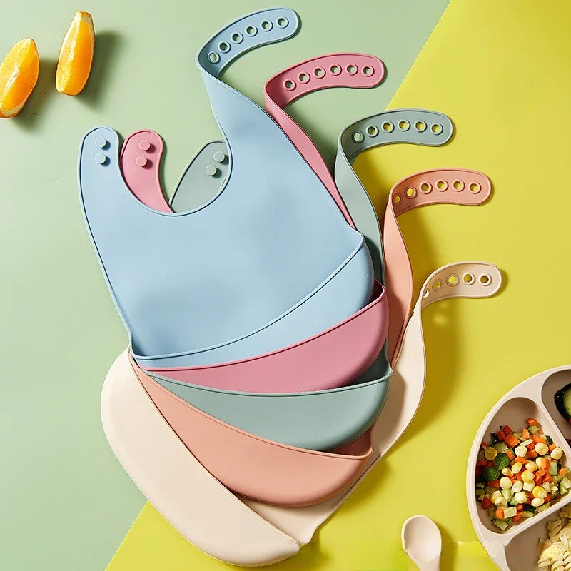 Waterproof Baby Bibs Silicone - 1/2 Stück Baby-Lätzchen Verstellbare Wasserdichte Lätzchen