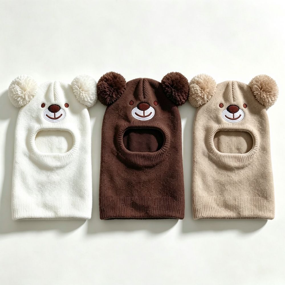 Infant Beanie Hat With Ears - Winterdicke Baby-Mütze mit Bärenohren, Strickmütze, weich,
