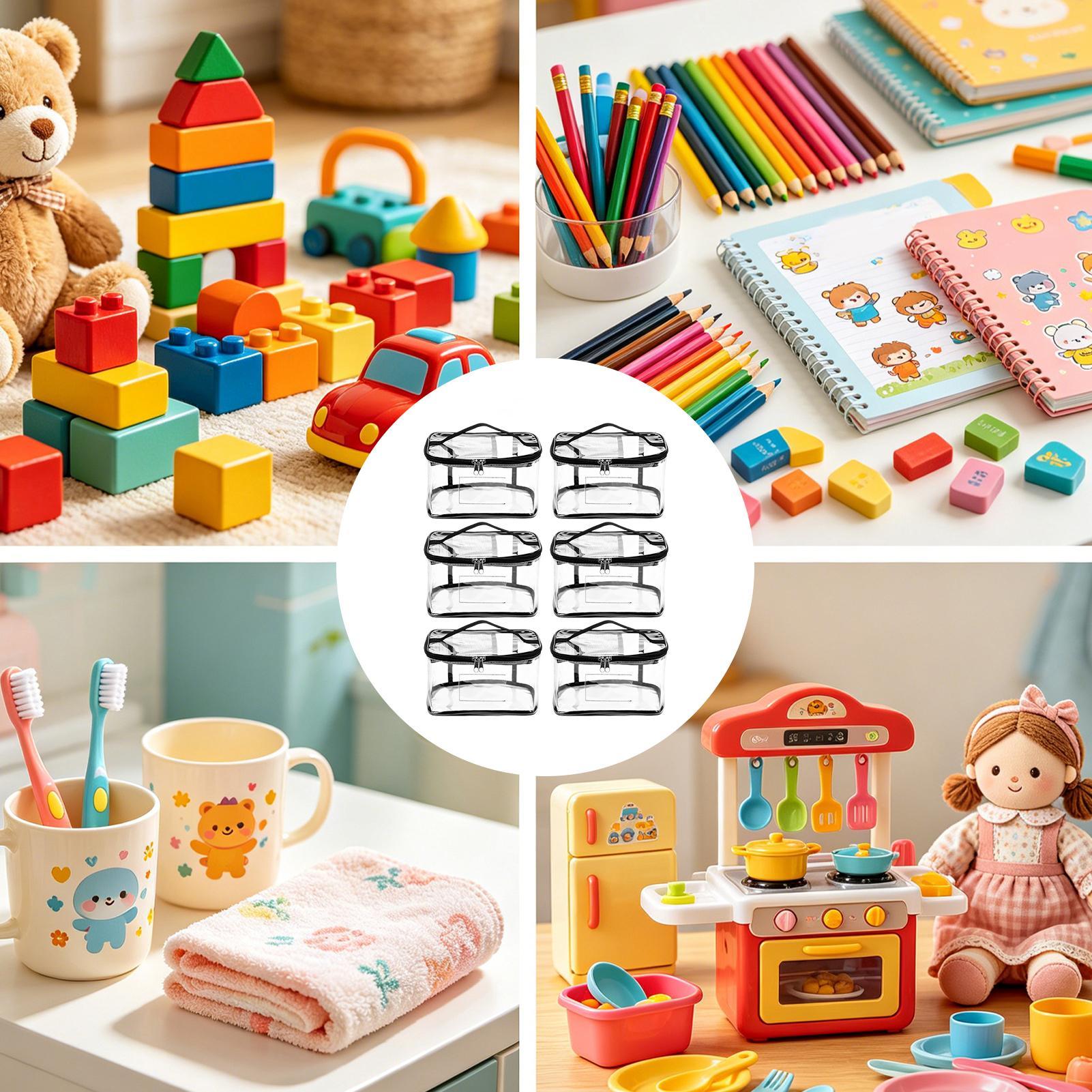 Nursery - Spielzeug-Aufbewahrungstaschen, 6 Stück, Transparente Puzzle-Organizer-Beutel mit