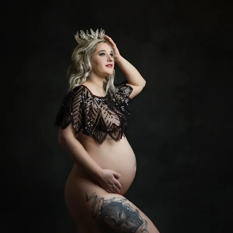 Maternity Wear - Mutterschaft Fotografie Cape Pailletten Tops Für