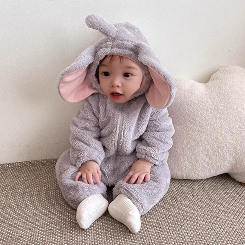 Cotton Baby Onesies Zipper - Entzückender Elefanten-Onesie 2026 Winter Baby Mädchen