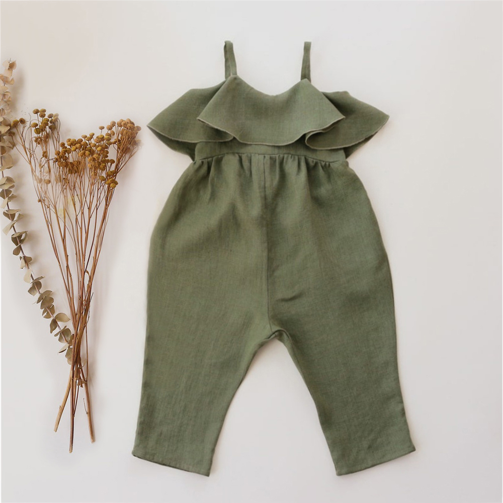 Baby Summer Linen Sleeveless Jumpsuit - Baby Mädchen Sommerkleid ung Baby Stram