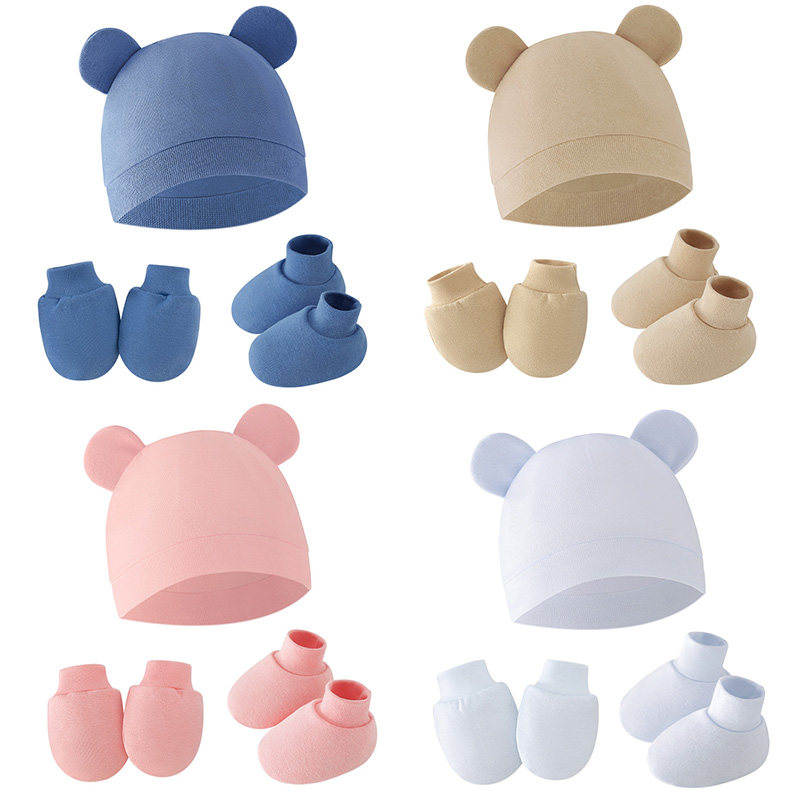 Infant Beanie Hat With Ears - 2026 Baby Mütze, Handschuhe, Socken Set