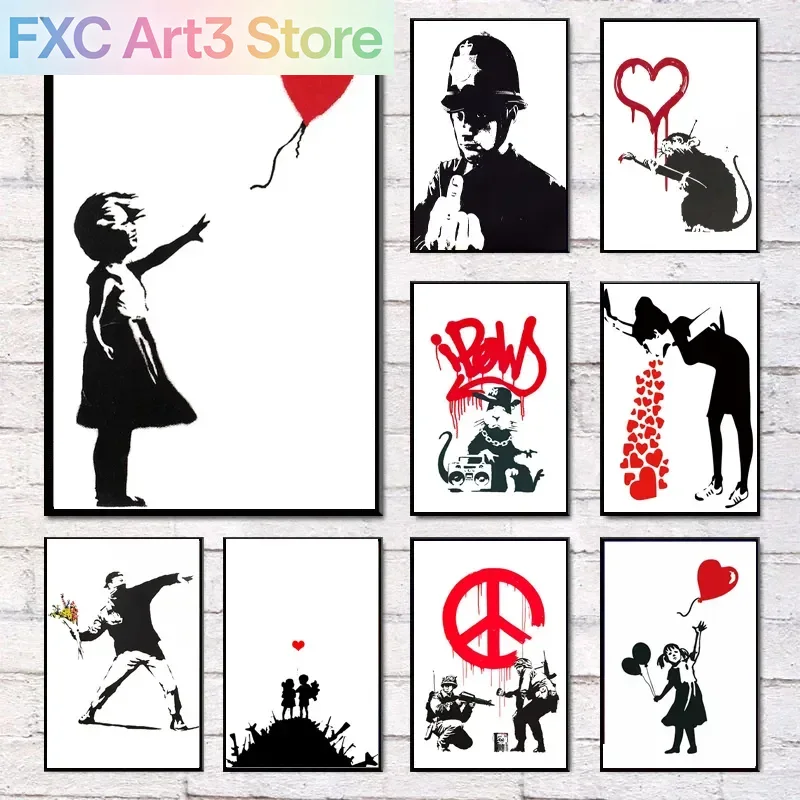 Nursery - Rahmenlose Banksy-Kunst mit Mädchen und rotem