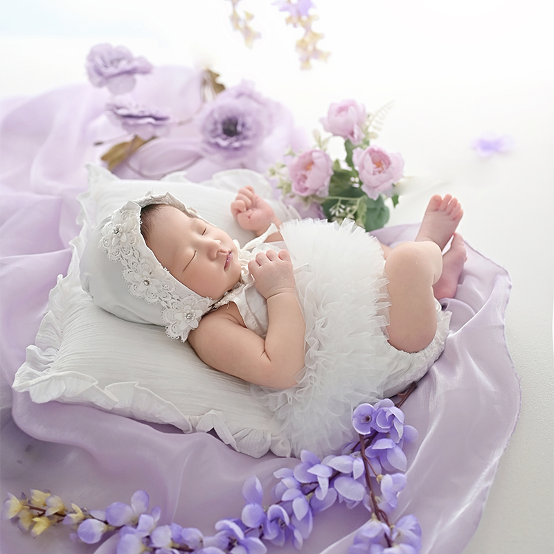 Infant Photography Props Outfit - Neugeborenen-Fotografie-Outfit Baby Mädchen Spitzenhut und Tüllrock-Set