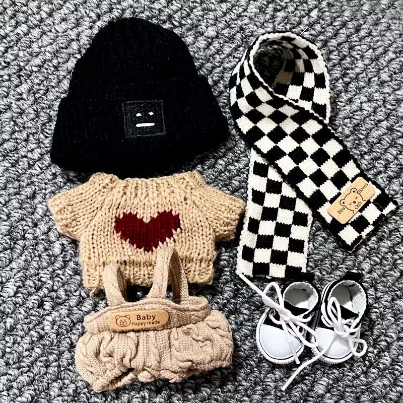 Baby Clothes - Süße 10-cm-Babykleidung, Herbstpullover-Schal-Set, Puppe, Seestern, Baumwollpuppenanhänger,