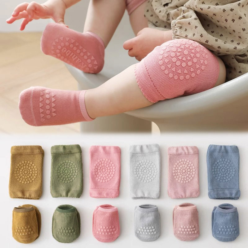 Unisex Baby Socks Non Slip - 3 Sets Babysocken und Knieschoner in