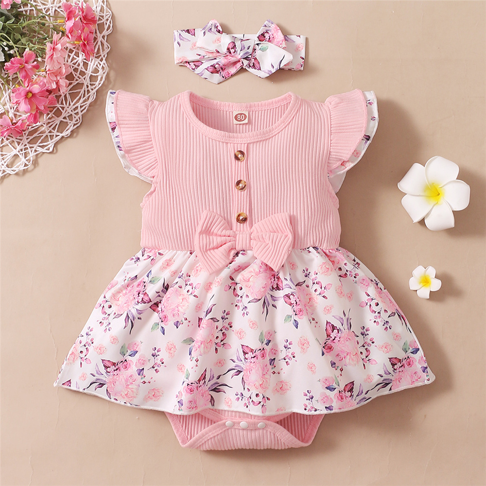 Newborn Baby Girl Romper Floral - 0-18 Monate Baby Mädchen Blumenspielanzug Kleid