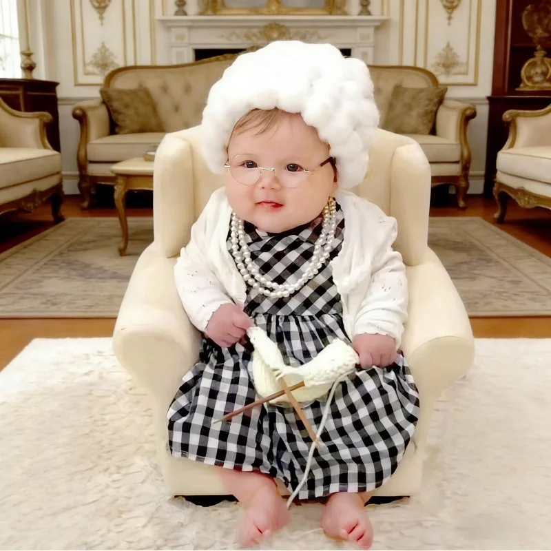 Infant Photography Props Outfit - Neugeborenen-Fotografie-Requisiten: Oma-Outfit für Babymädchen, Opa-Kostüm für