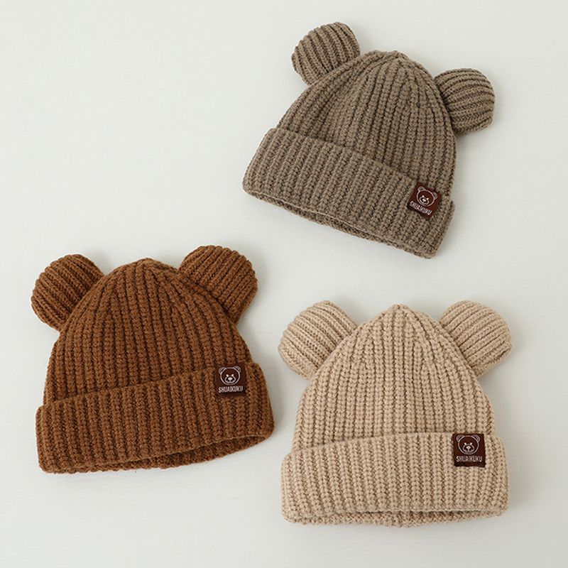 Infant Beanie Hat With Ears - Bär Baby Winter Hut Cartoon Ohren