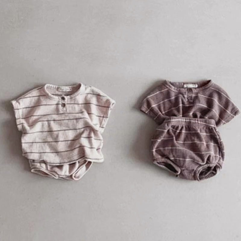 Baby Boy Suit Set Baptism - Neue Kinder Kurzarm Anzug Gestreiften Mädchen