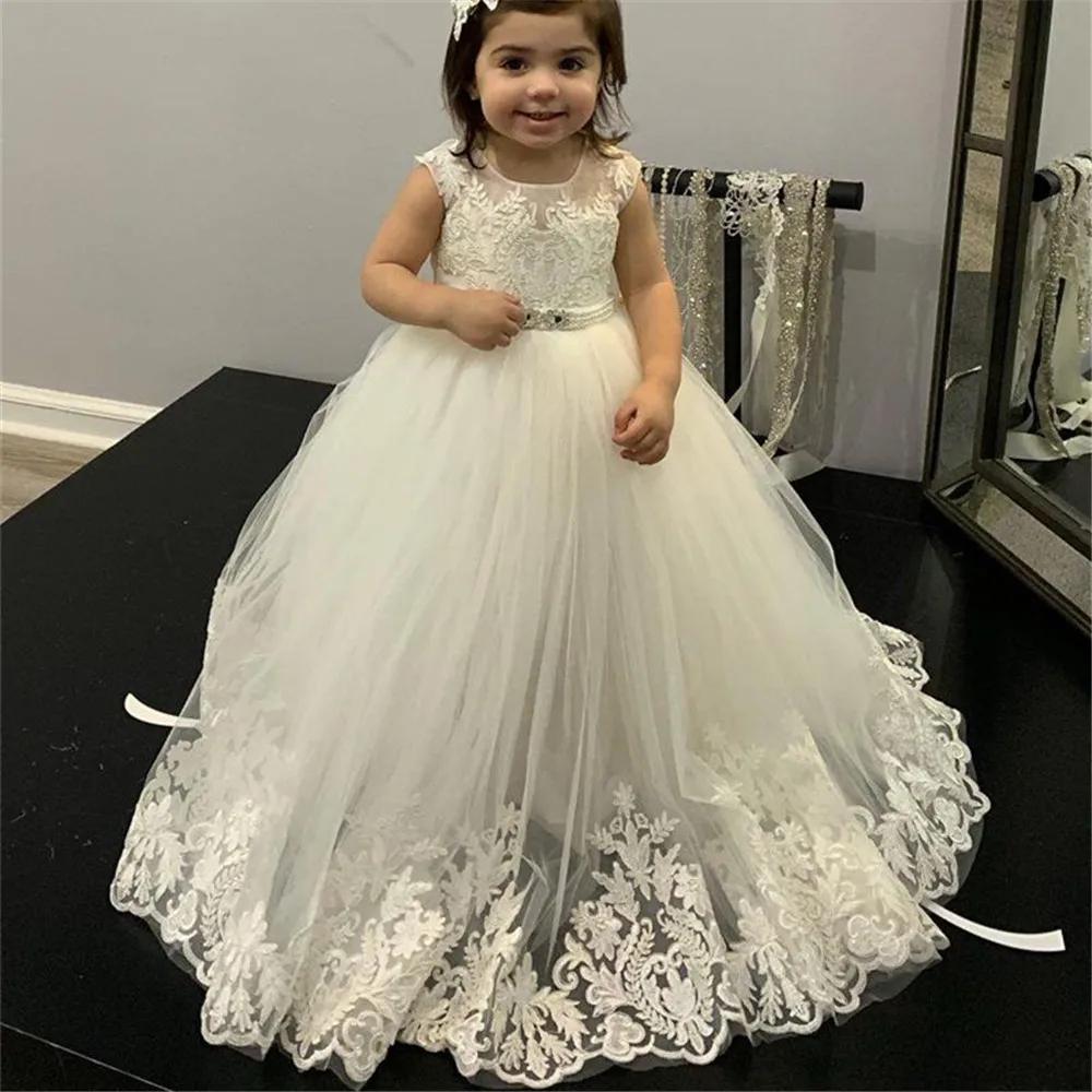 Toddler Girl Tulle Party Dress - Blumenmädchenkleider aus Spitze, Erstkommunion, für Kinder,