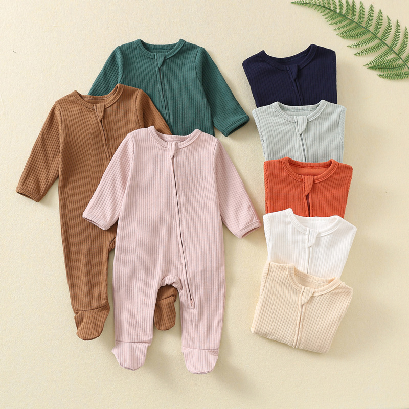 Cotton Baby Onesies Zipper - Baby-Strampler für Herbst und Winter, Langarm-Kletteranzug