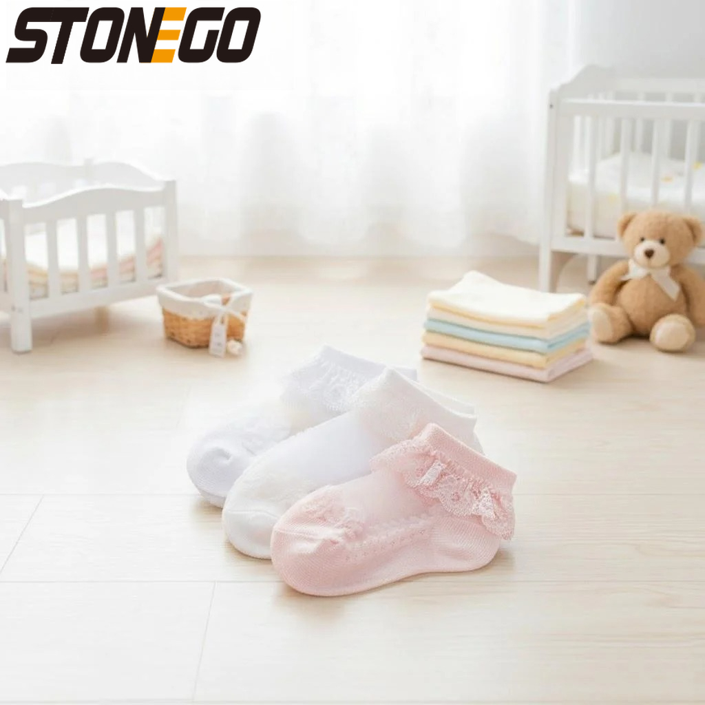 Unisex Baby Socks Non Slip - Niedliche Babysocken aus Spitze mit Blumenmuster,