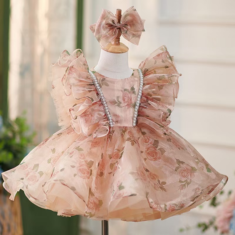 Toddler Girl Tulle Party Dress - Dreamy Vow J225 Atemberaubendes Champagner-Mädchenkleid aus