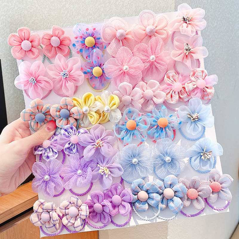 Baby Gear - 10 Stück Kinder-Haarschleifen mit Netzblumen und