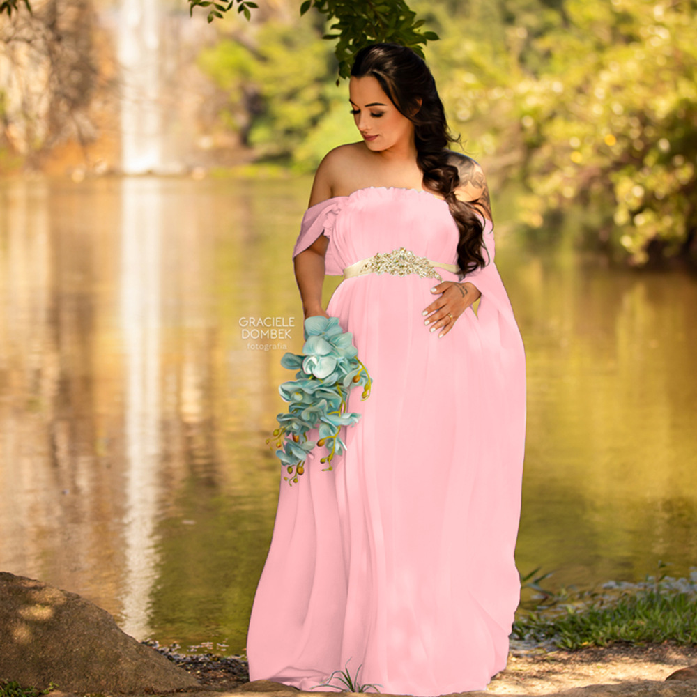 Maternity Wear - Europäisches und amerikanisches Damen-Spitzen-Umstandskleid mit Schleppe,