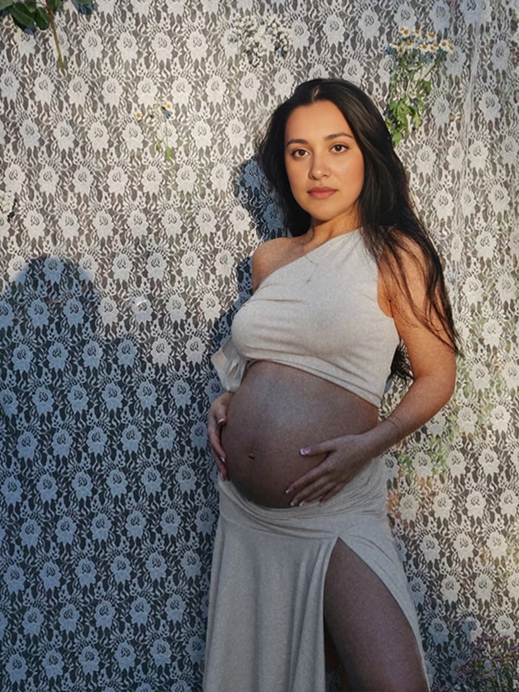 Maternity Wear - Schulterfreie Umstandskleider für Fotoshooting, zweiteiliges Set,