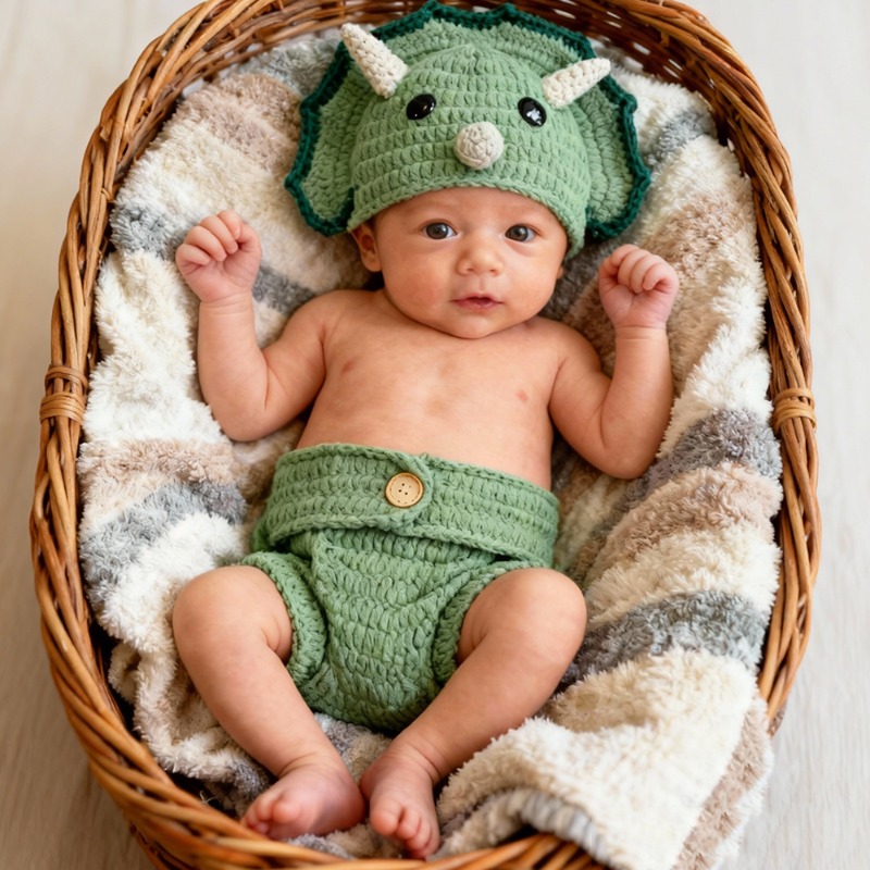 2 stücke Häkeln Dinosaurier Ne – Infant Photography Props Outfit Bewertung und Preis