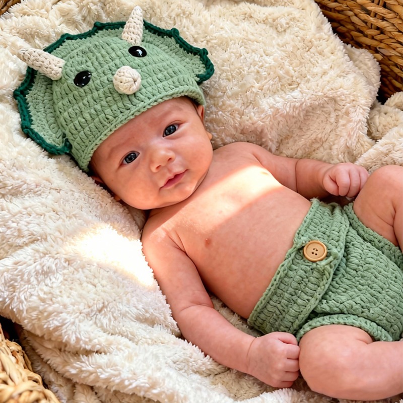 2 stücke Häkeln Dinosaurier Ne – Infant Photography Props Outfit Bewertung und Preis