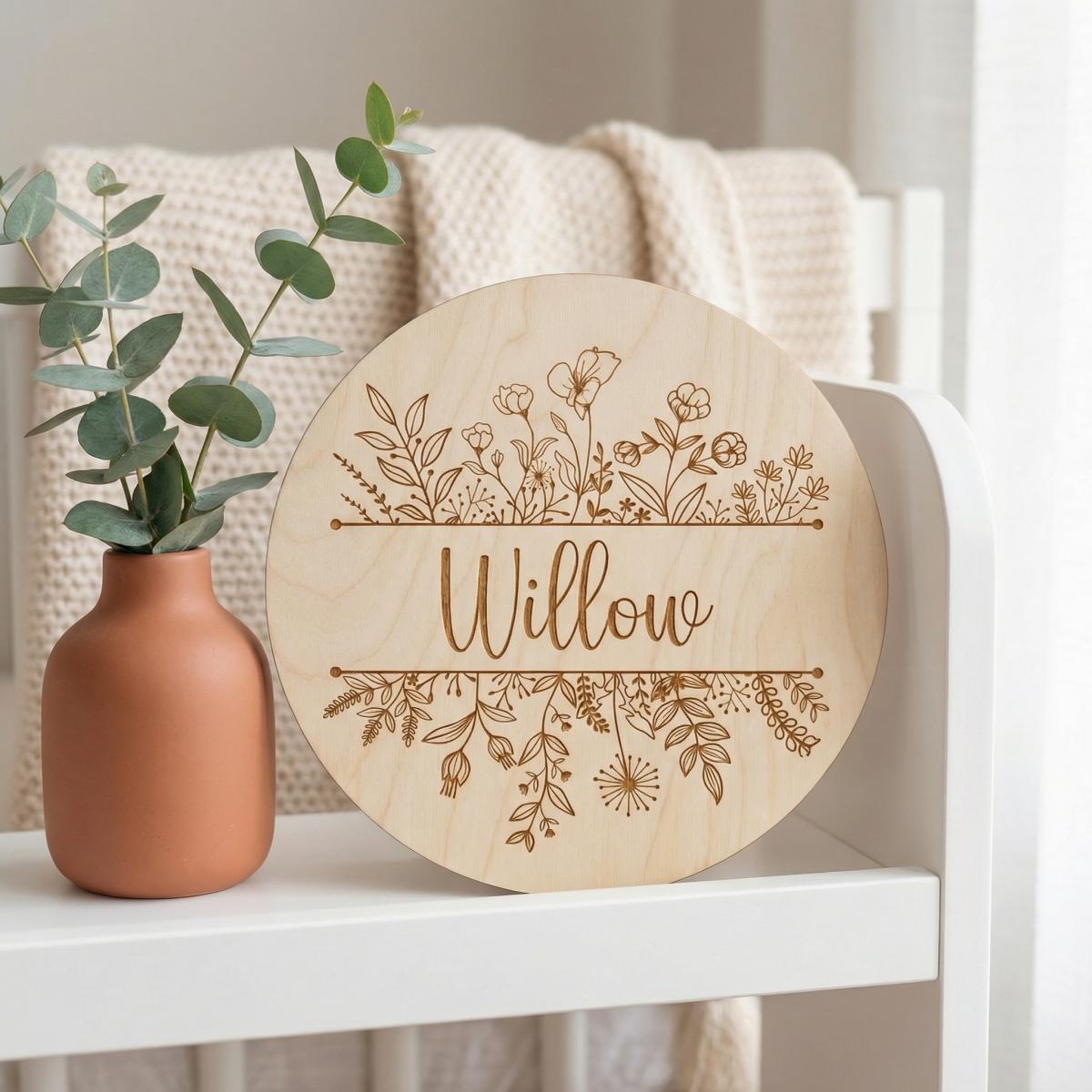 Personalisierte Runde Holztafe – Nursery Bewertung und Preis