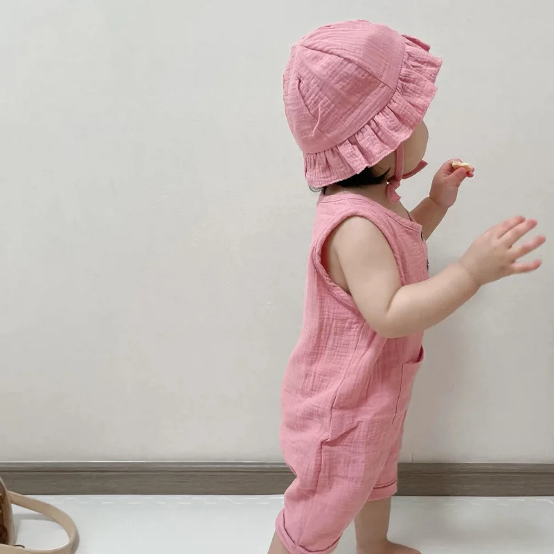 2 Teile/satz Baby Sommer Kleid – Baby Summer Linen Sleeveless Jumpsuit Bewertung und Preis