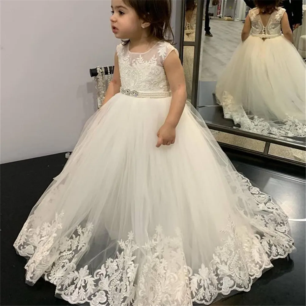 Blumenmädchenkleider aus Spitz – Toddler Girl Tulle Party Dress Bewertung und Preis